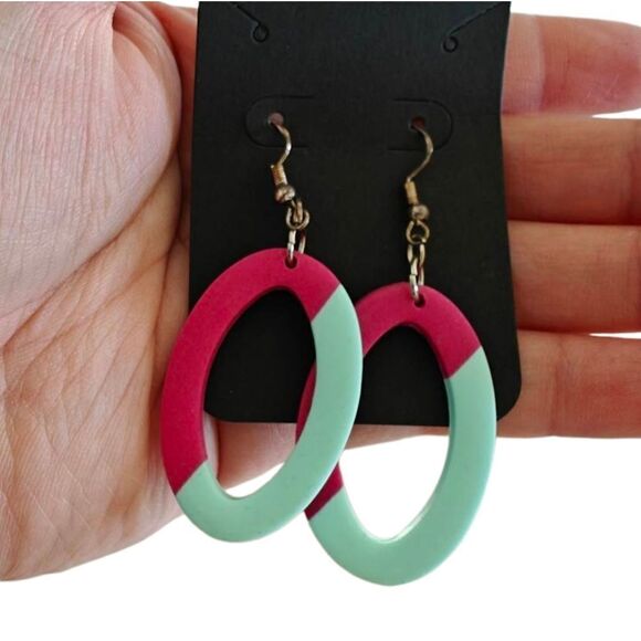 Retro Colorblock Handmade Clay Earrings - Picture 1 of 1